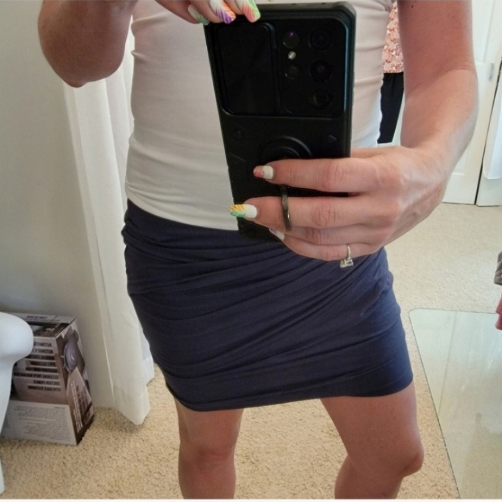 Clu Gathered Blue Mini Skirt Size Medium